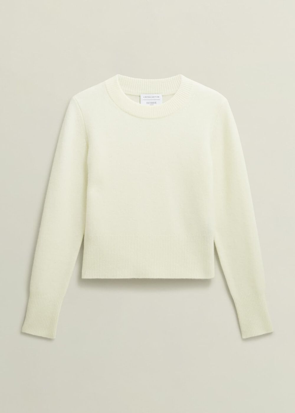 Hoghton Brushed Cashmere Jumper, Warm Ivory, hi-res