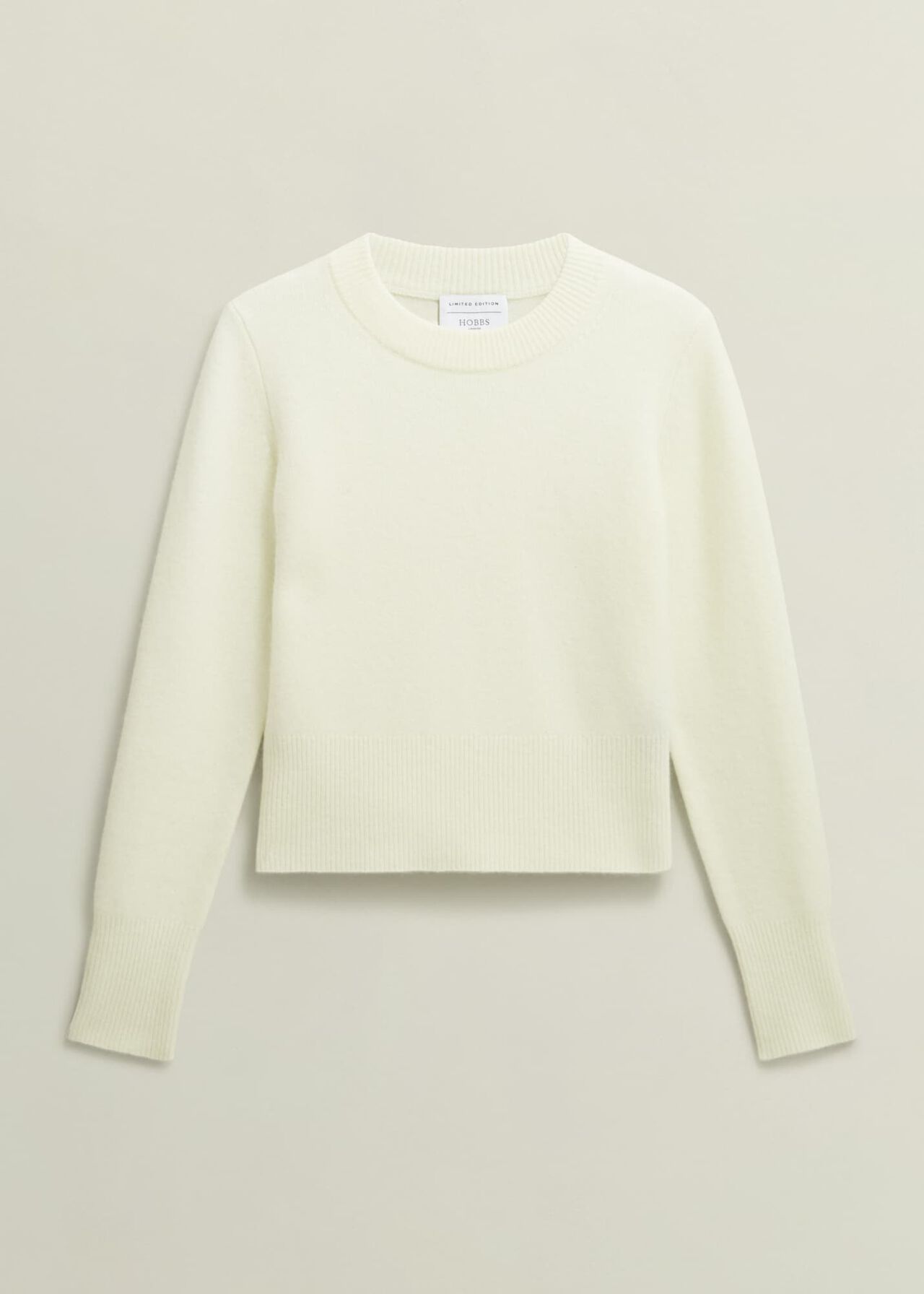 Hoghton Brushed Cashmere Jumper, Warm Ivory, hi-res