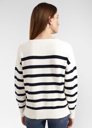 Danica Cotton Sweater, Ivory Navy, hi-res