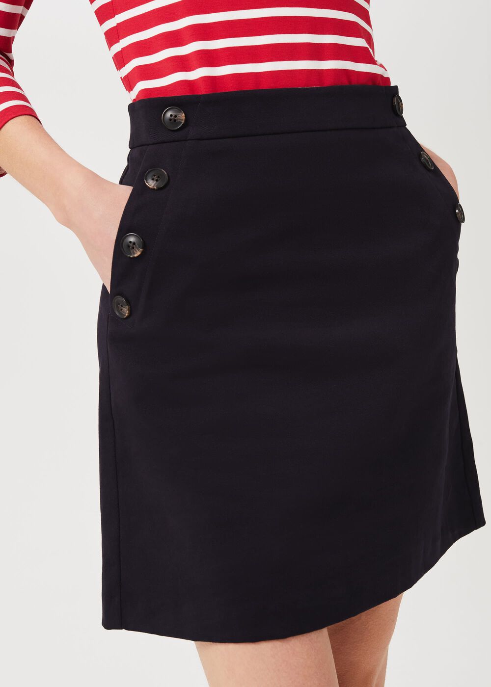 Jordan Cotton Blend A Line Skirt, Navy, hi-res