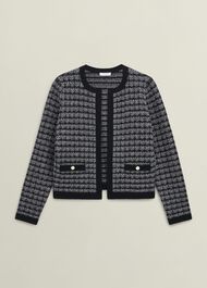 Monochrome Audra Boucle Knitted Jacket, Black Ivory, hi-res