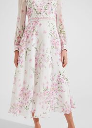 Skye Floral Silk Dress, Ivory Multi, hi-res
