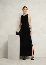 Renata Bow Clutch, Black, hi-res