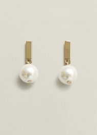 Aria Pearl Earrings, Gold, hi-res