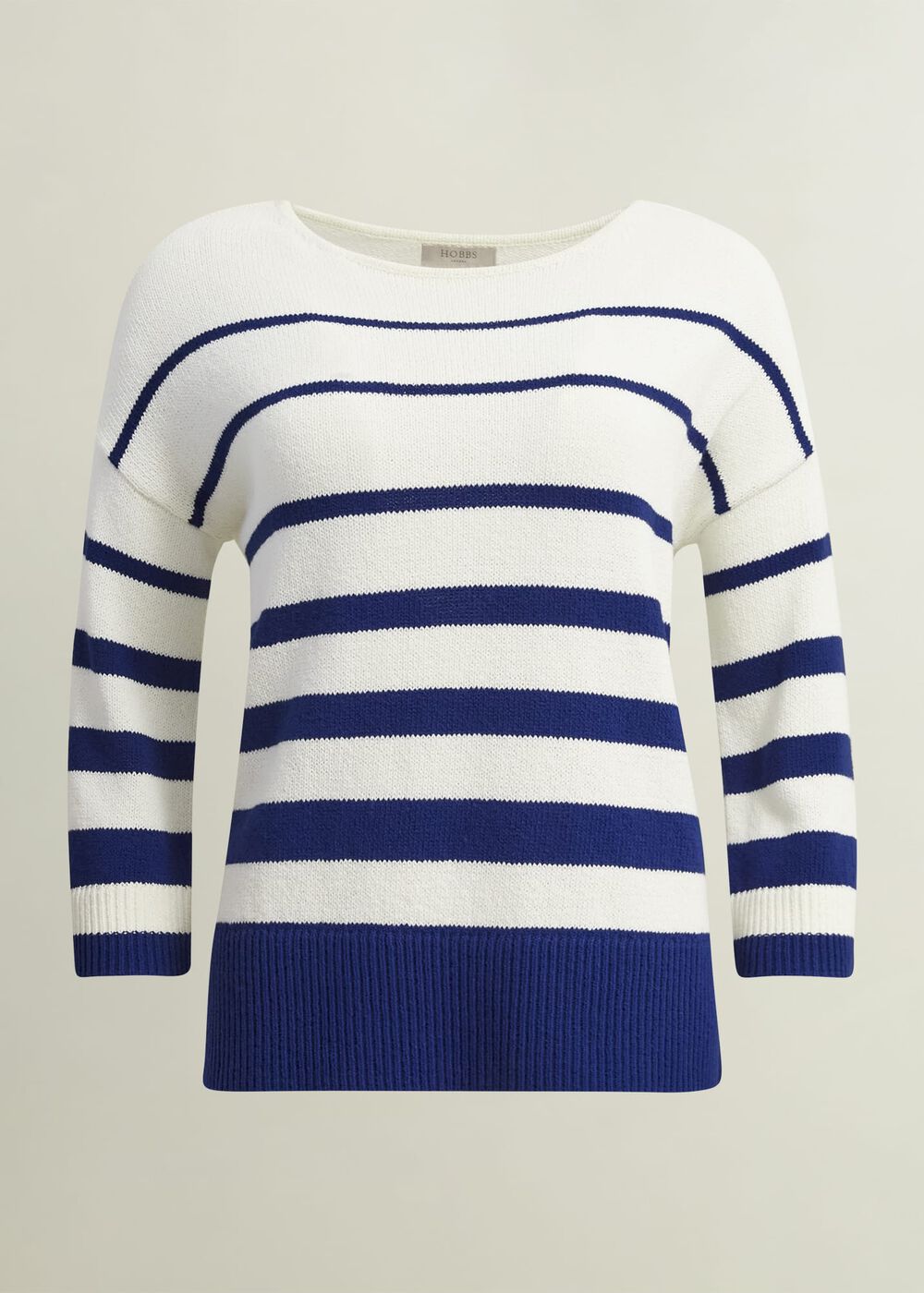 Elaine Stripe Cotton Blend Sweater, Ivory Blue, hi-res
