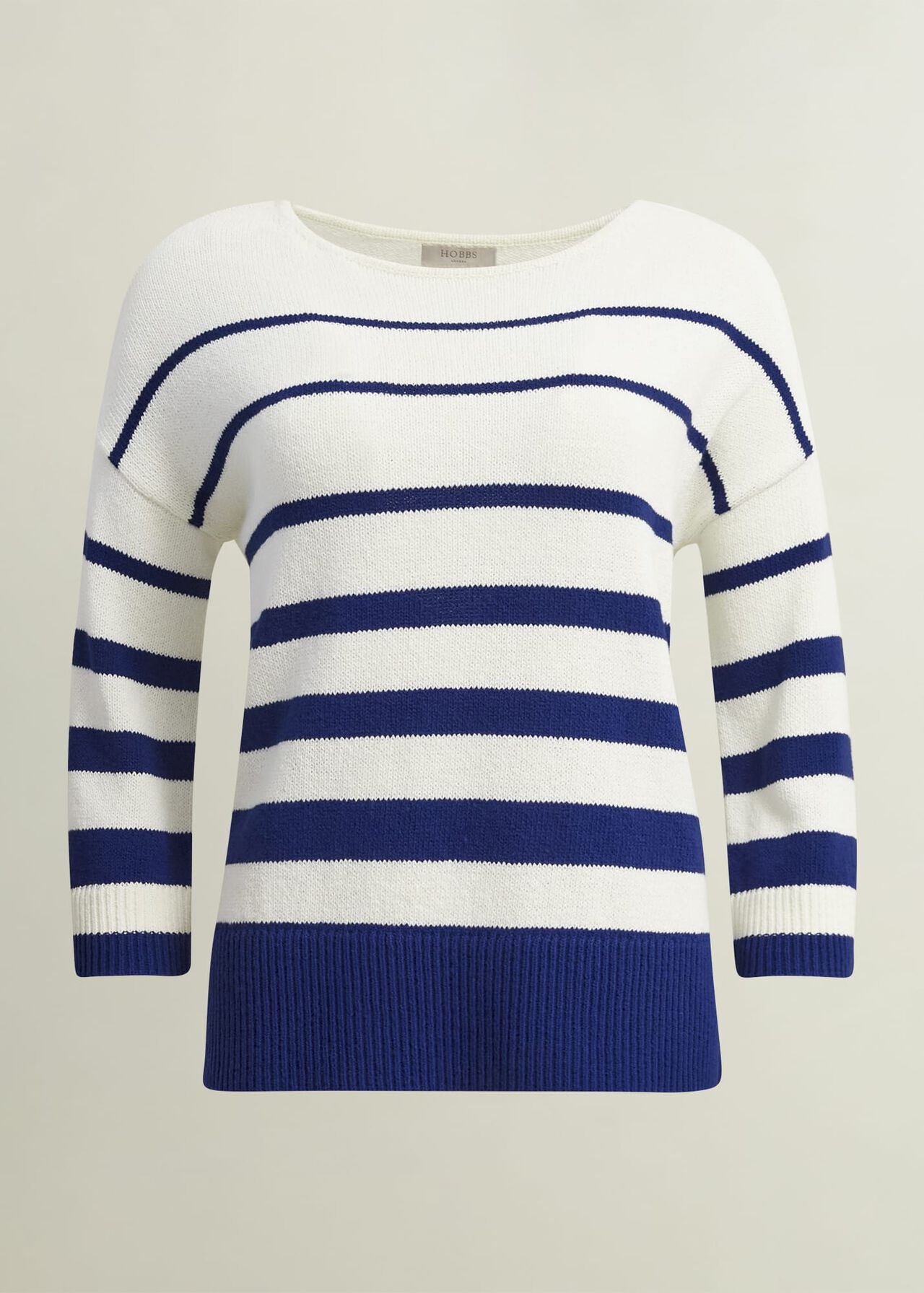 Elaine Stripe Cotton Blend Sweater, Ivory Blue, hi-res