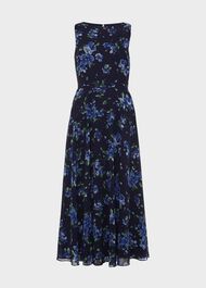 Carly Floral Midi Dress, Navy Blue, hi-res