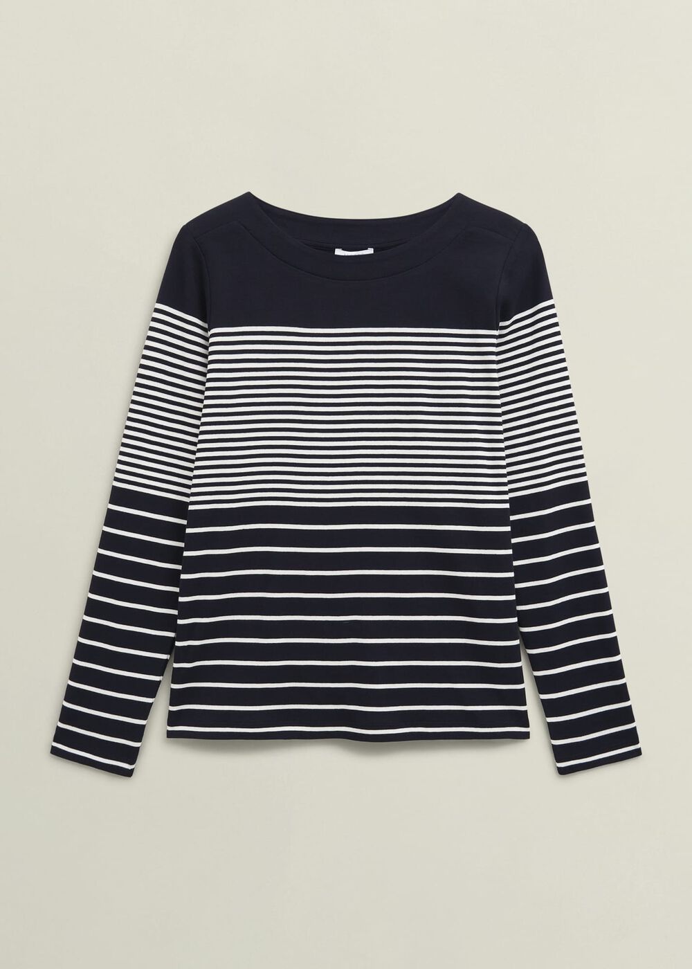 Navy Constance Cotton Striped Long Sleeve Top, Navy Ivory, hi-res