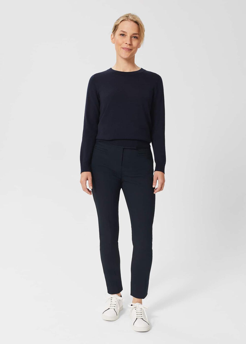 Petite Annie Slim Pants With Stretch, Navy, hi-res