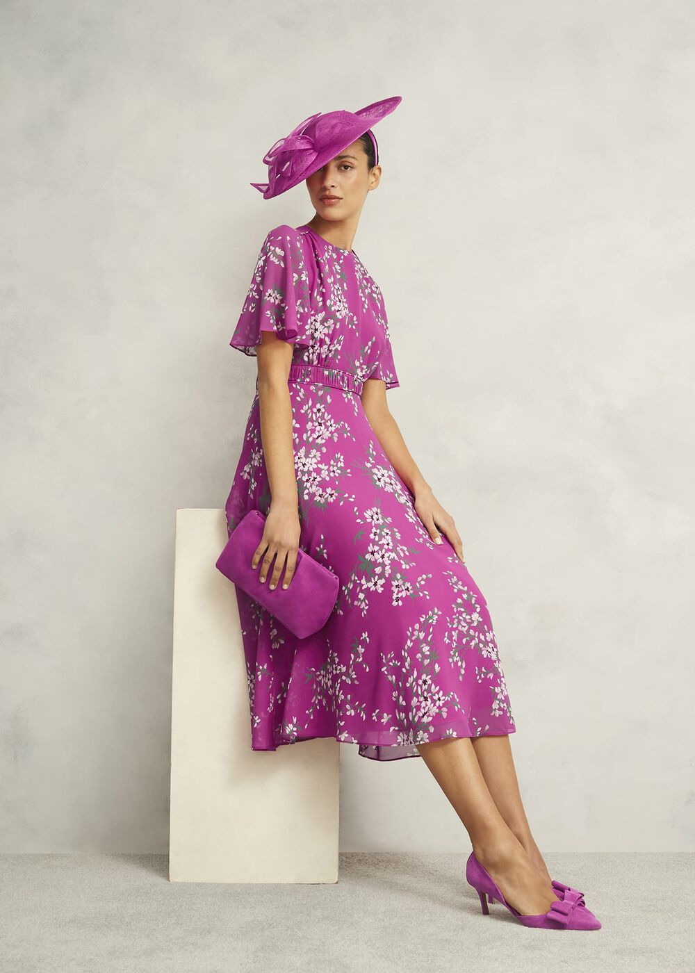 Petite Bronwyn Silk Dress, Pink Multi, hi-res