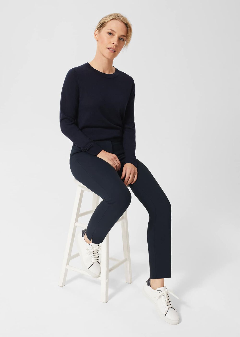 Petite Annie Slim Pants With Stretch, Navy, hi-res