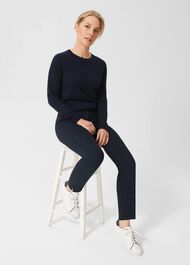 Petite Annie Slim Pants With Stretch, Navy, hi-res