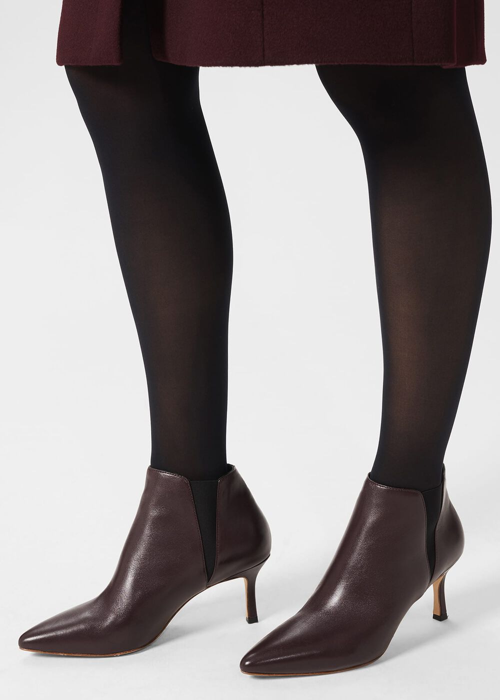 Vita Leather Ankle Boots, Burgundy, hi-res