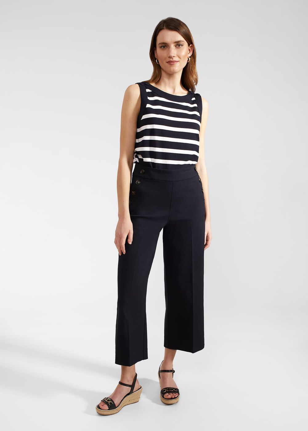 Simone Crop Pants With Cotton, Navy, hi-res