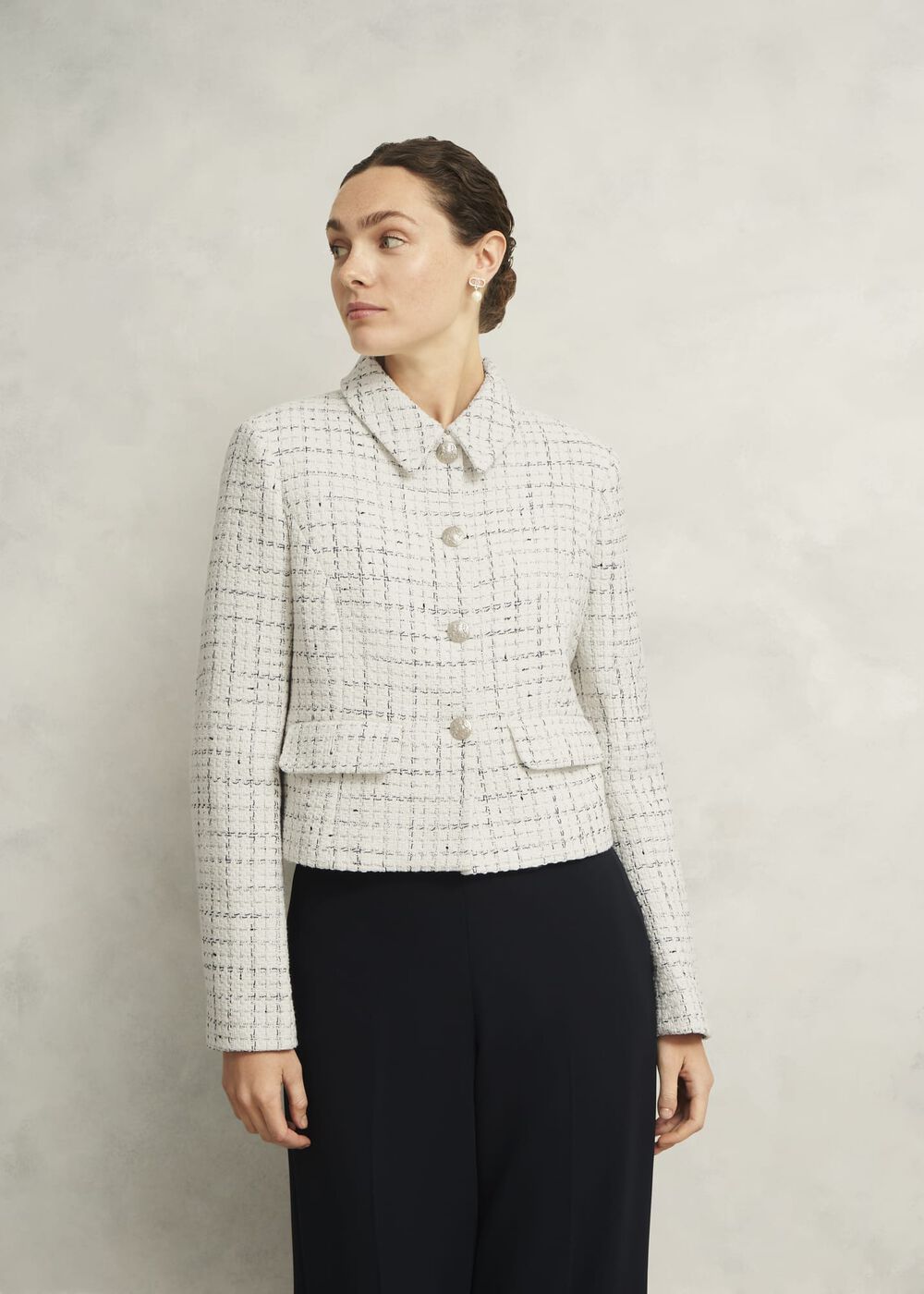 Jessie Cotton Blend Jacket, Ivory Navy, hi-res