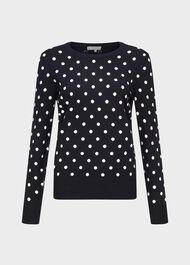 Athena Spot Sweater, Navy Ivory, hi-res
