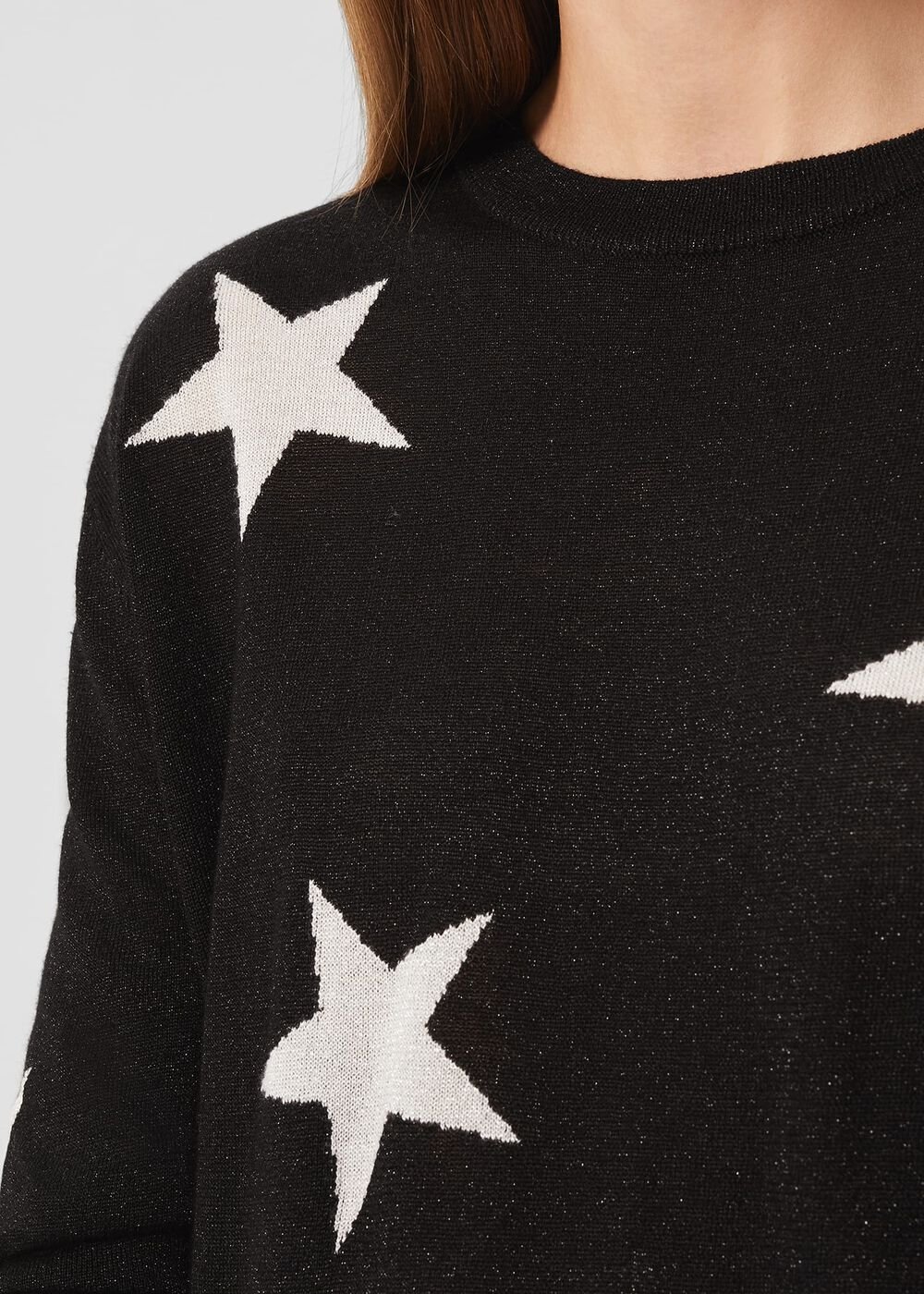 Deborah Sparkle Star Jumper, Black Silver, hi-res