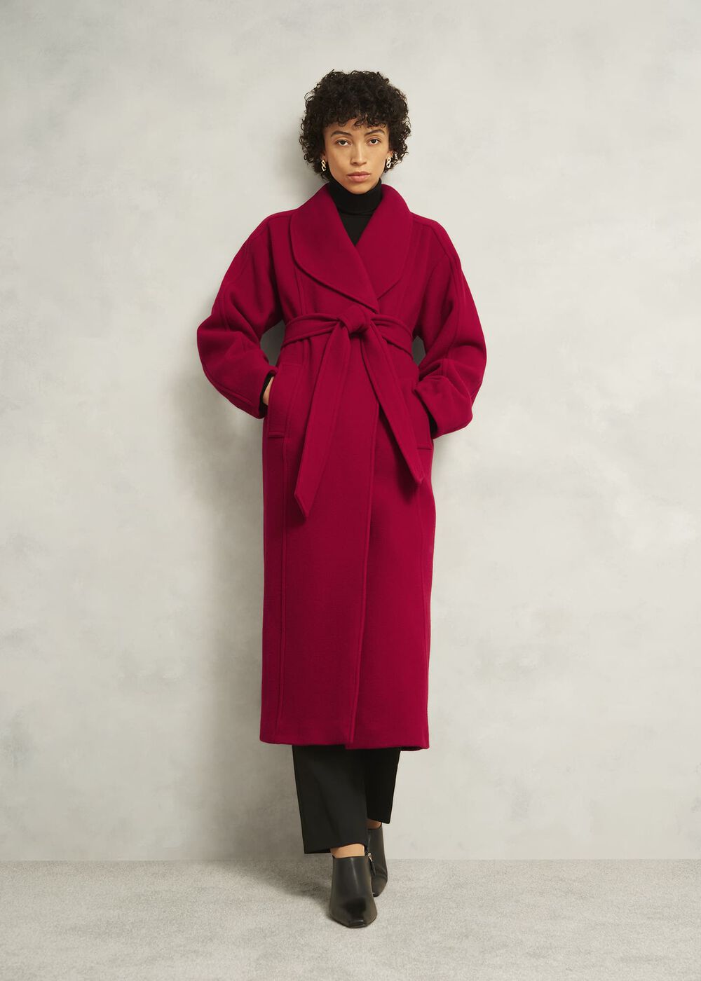Lambeth Wool Blend Coat, Red, hi-res