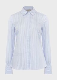 Victoria Cotton Blend Shirt, Pale Blue White, hi-res