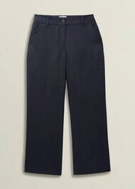 Petite Lynn Linen Trousers, Navy, hi-res