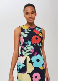 Allison Cotton Blend Floral Shift Dress, Navy Multi, hi-res