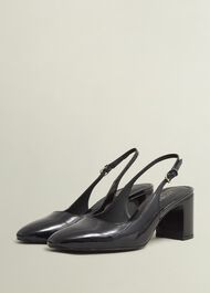 Lily Leather Slingbacks, Black, hi-res