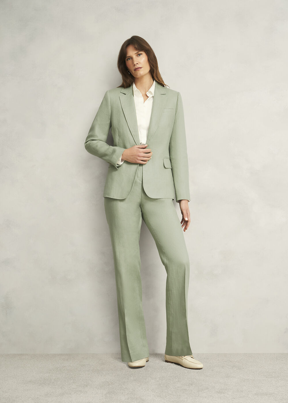 Petite Marietta Linen Jacket, Sage Green, hi-res