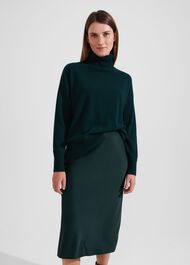 Jas Satin Skirt, Hawthorn Green, hi-res