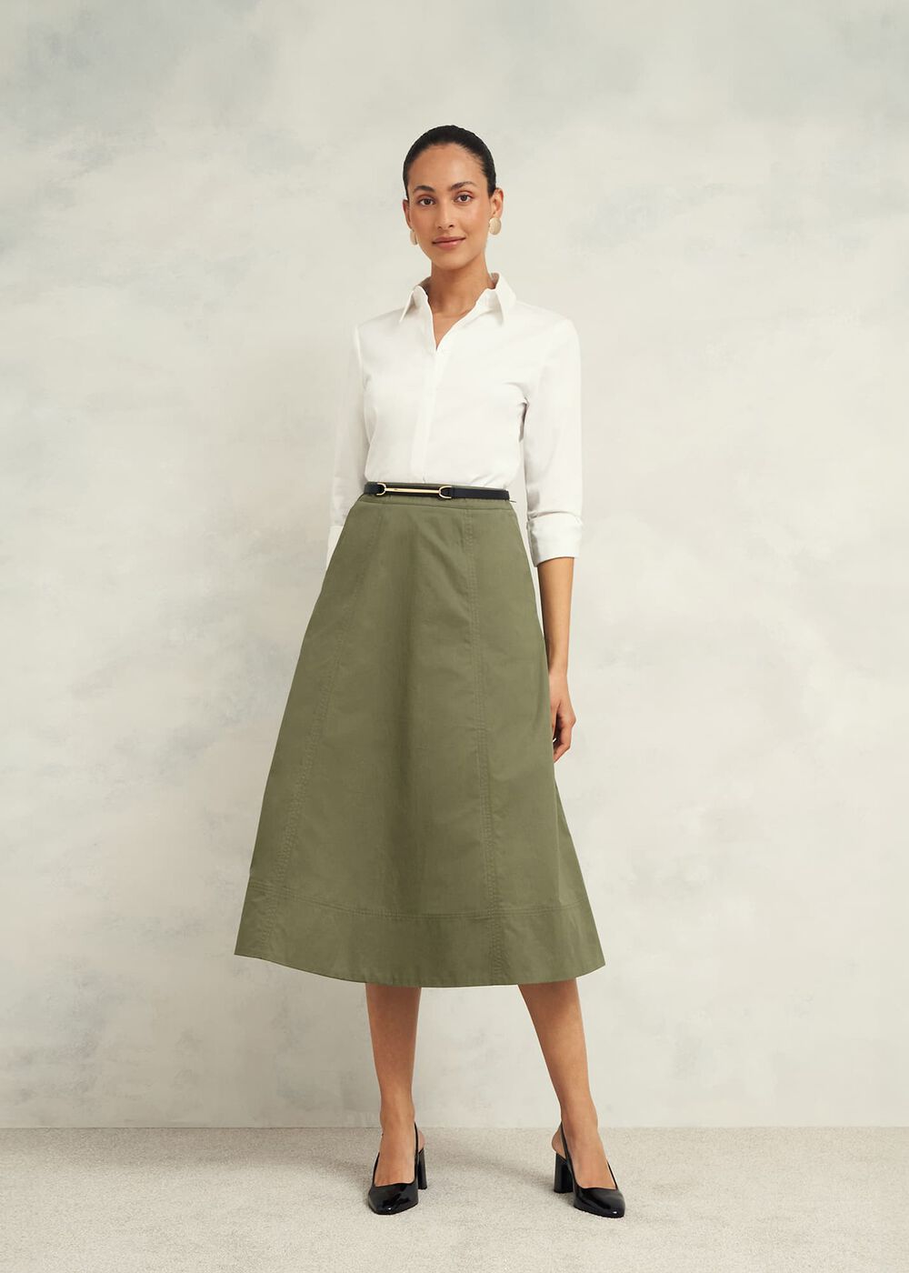 Avril Cotton Skirt, Sage Green, hi-res