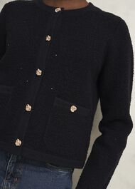 Mindy Textured Knitted Jacket, Black, hi-res