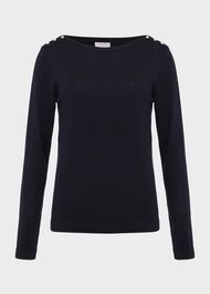 Petula Jumper With Wool, Hobbs Navy, hi-res