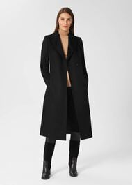 Olivia Wool Wrap Coat, Black, hi-res
