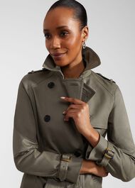 Petite Lisa Shower Resistant Trench Coat, Olive Green, hi-res