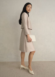 Avery Wool Silk Dress, Oyster, hi-res