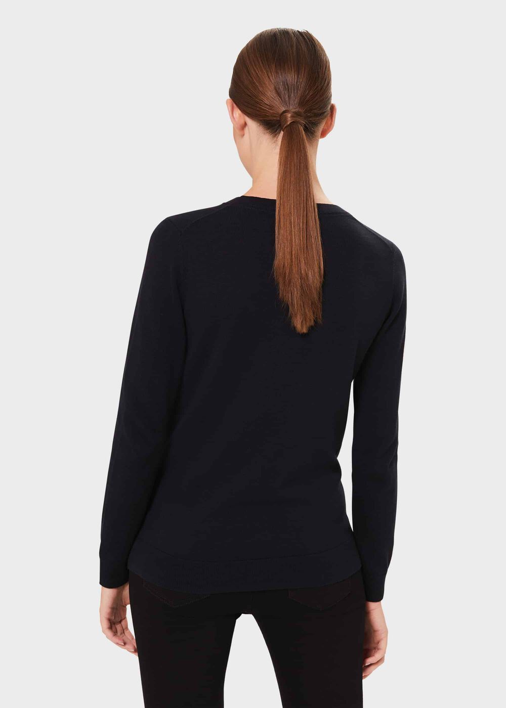 Katy Cotton Jumper, Navy Ivory, hi-res