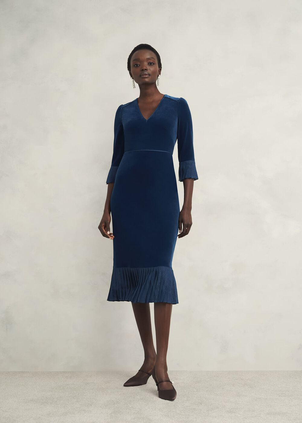 Mary Velvet Dress, Riverside Blue, hi-res