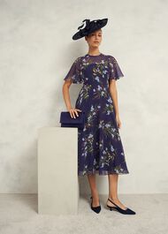 Petite Callie Midi Dress, Navy Multi, hi-res