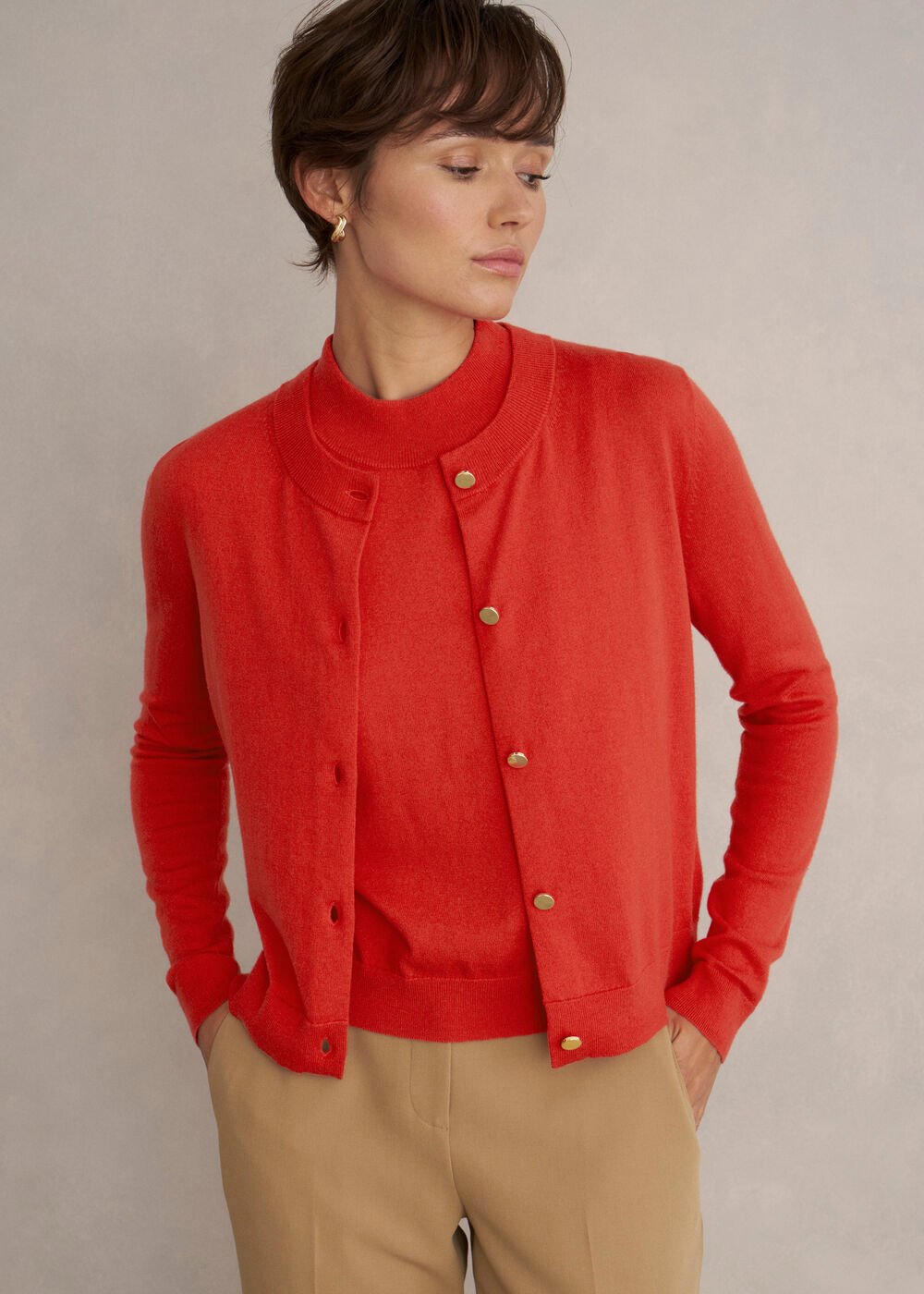 Priya Cardigan, Hibiscus Red, hi-res