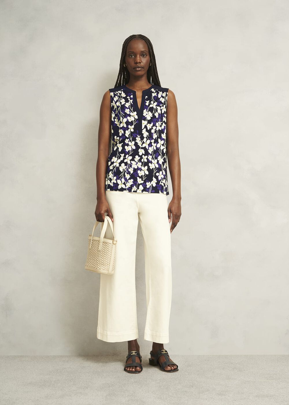 Nadine Printed Top, Navy Ivory, hi-res