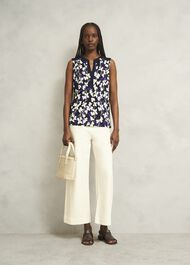 Nadine Printed Top, Navy Ivory, hi-res