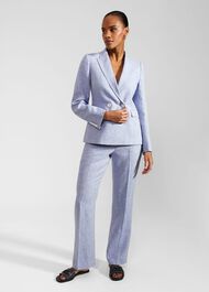 Adina Linen Jacket, Blue Ivory, hi-res
