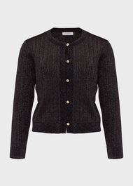Reena Sparkle Ribbed Knitted Cardigan, Black Gold, hi-res