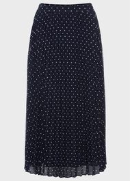 Losie Pleated Midi Skirt, Navy Ivory, hi-res