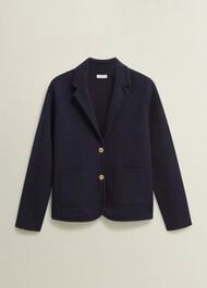 Holly Knitted Blazer With Wool, Hobbs Navy, hi-res