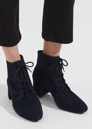 Hetty Lace Up Ankle Boots, Navy, hi-res