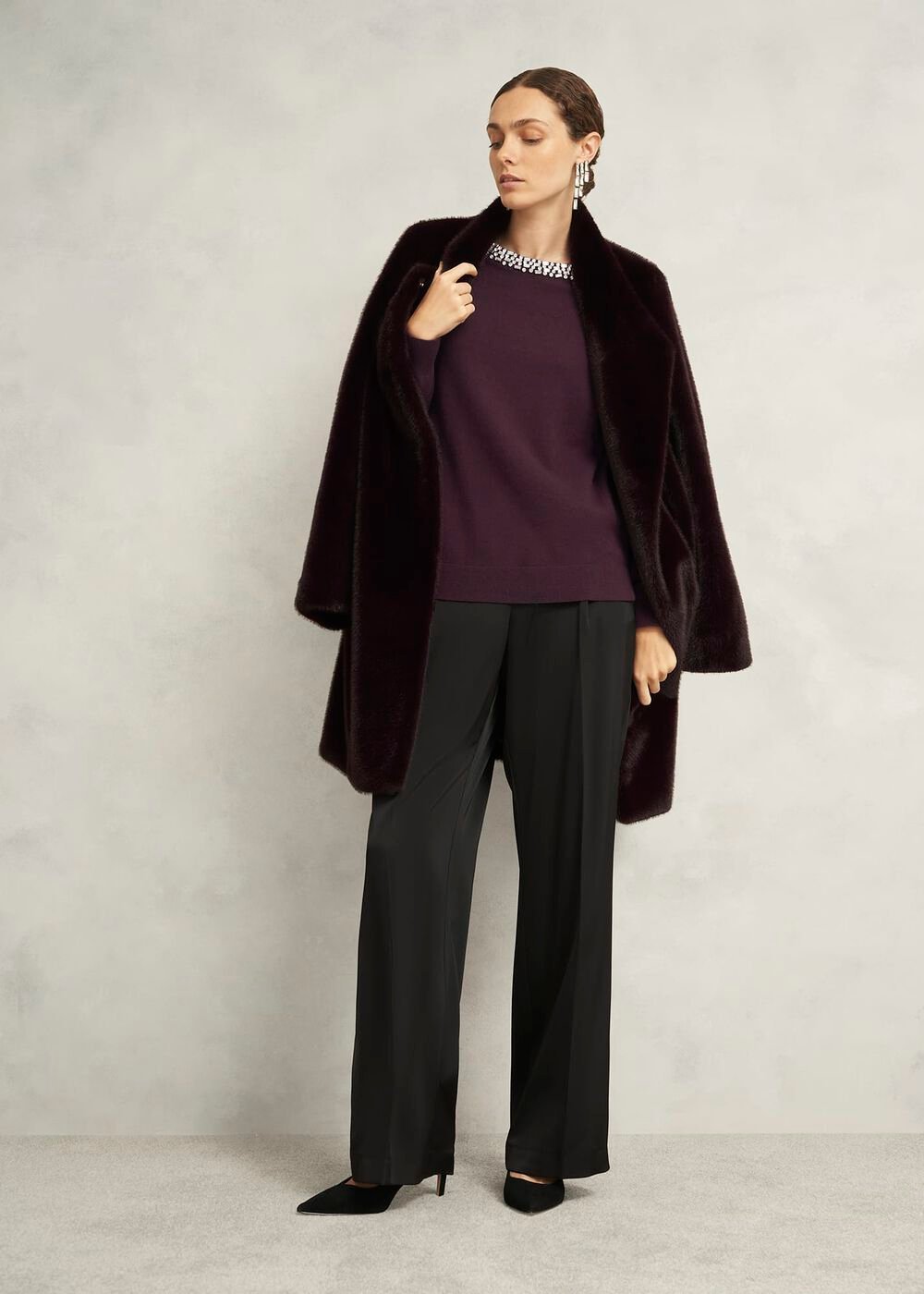 Sherry Wool Blend Gem Detail Sweater, Malbec Purple, hi-res