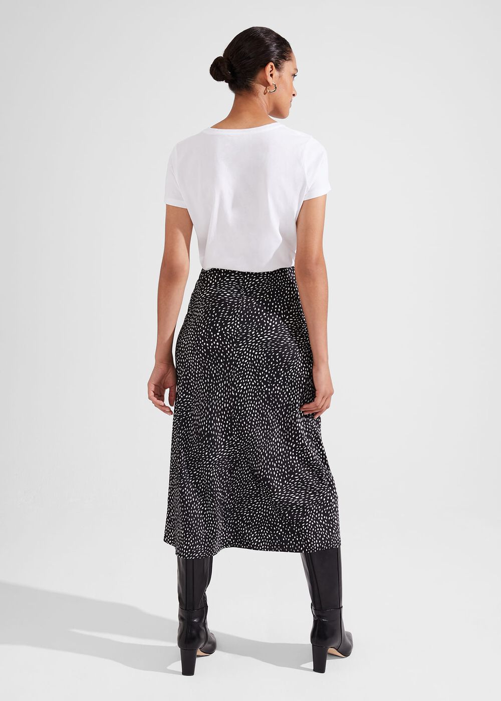 Jas Satin Skirt, Black Ivory, hi-res