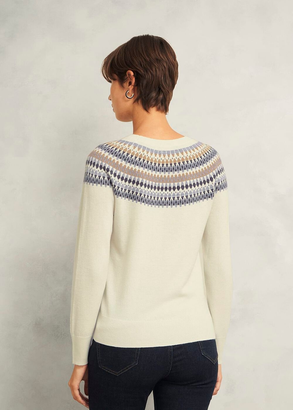 Greta Fairisle Sweater With Cashmere, Ivory Multi, hi-res