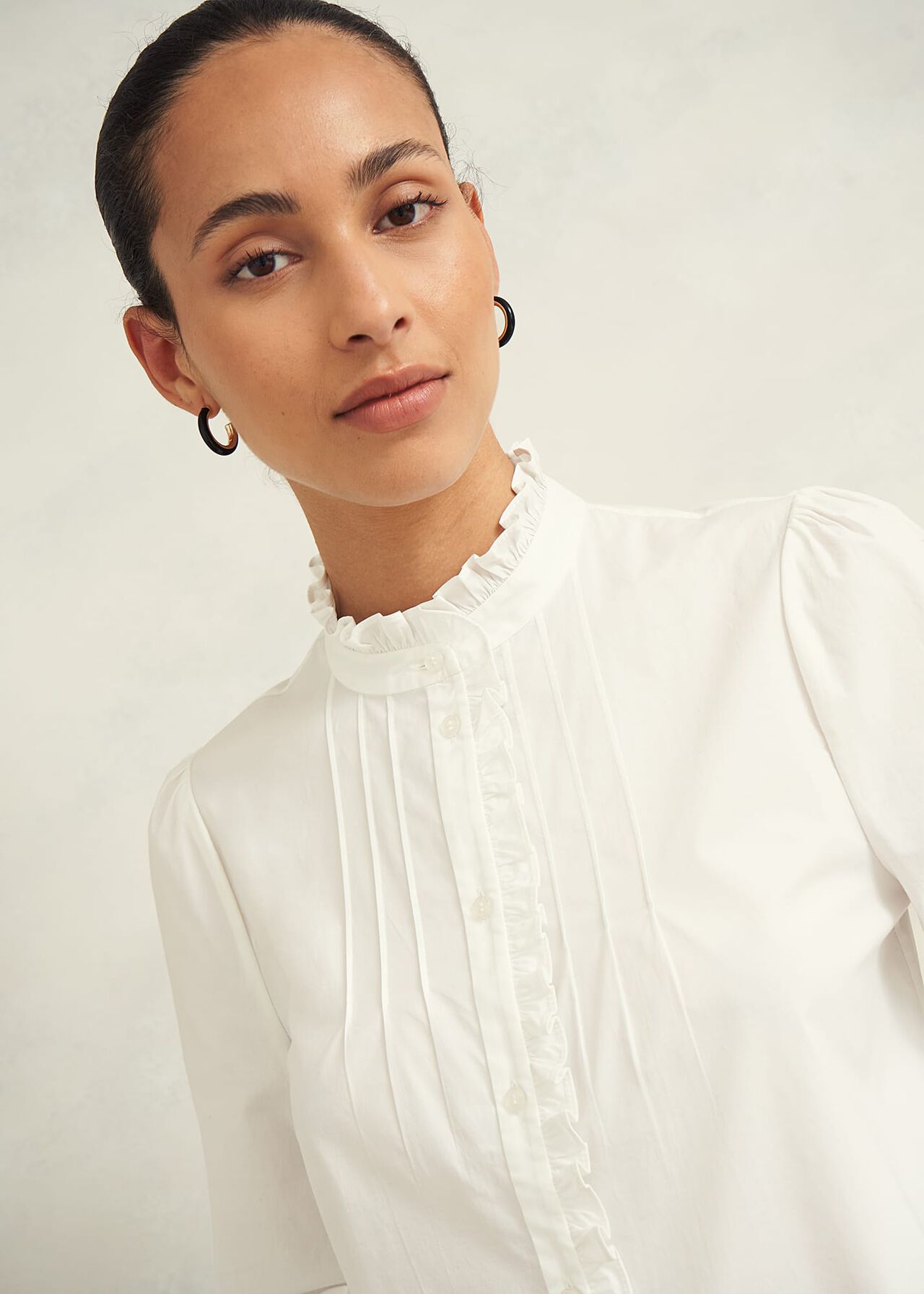 Trinity Cotton Blouse, White, hi-res