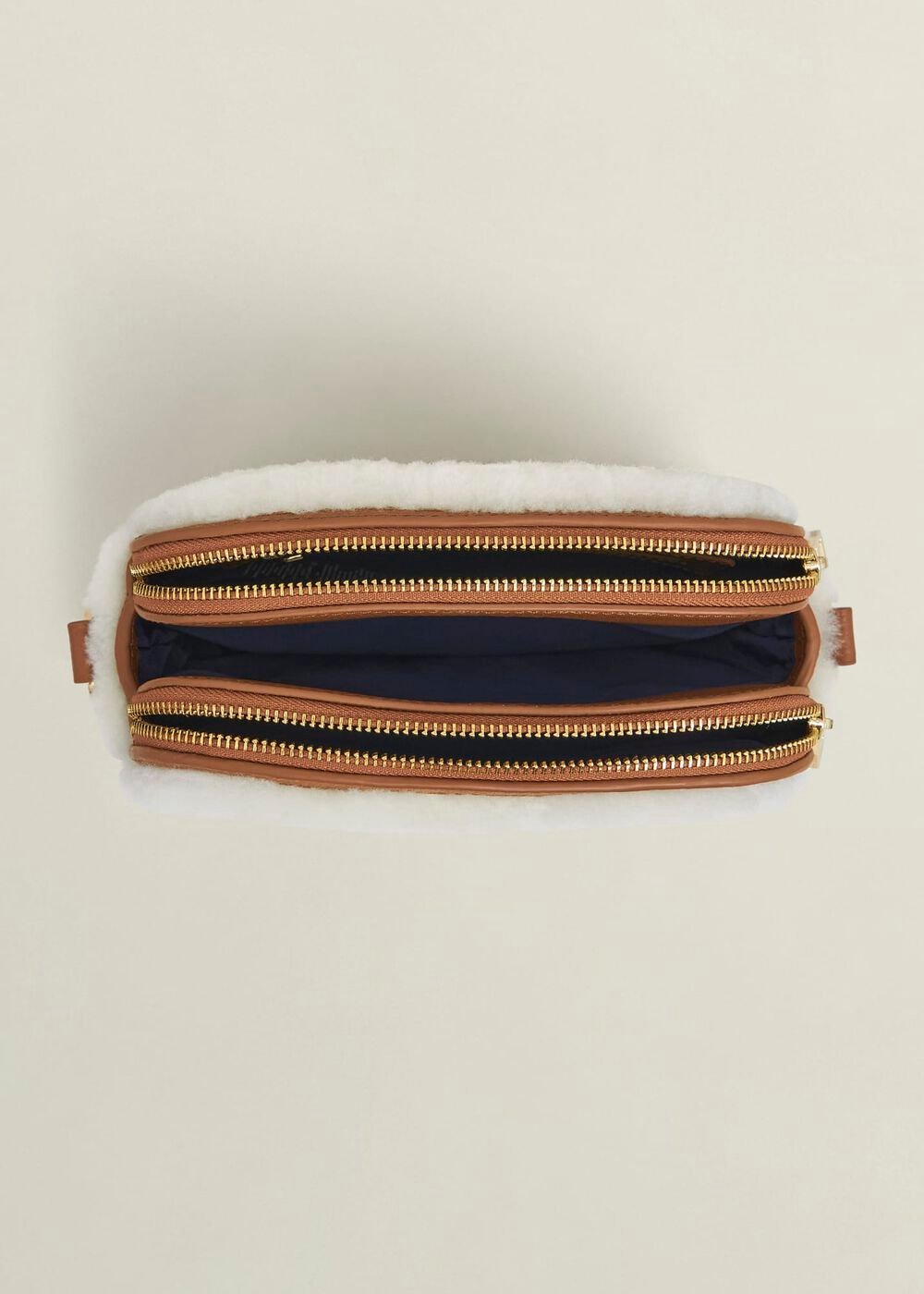 Carlton Shearling Crossbody Bag, Tan, hi-res